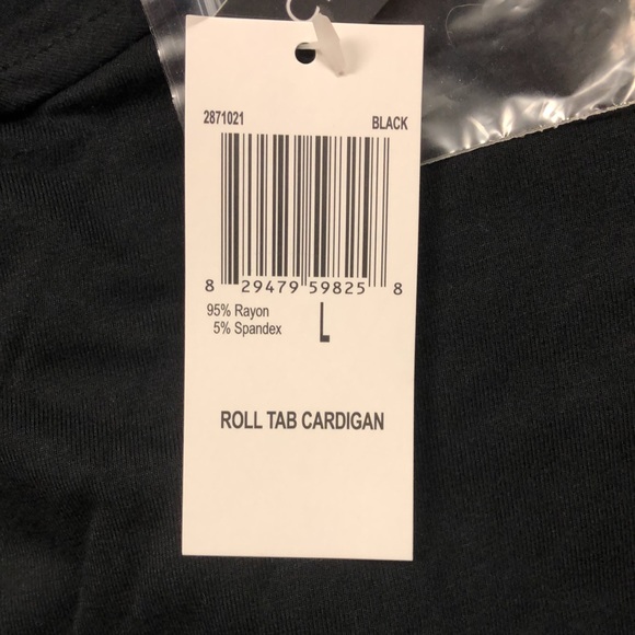 Chelsea & Theodore Roll Tab Women’s Cardigan/ Size: L/ Color: Black/ NWT - Picture 7 of 10